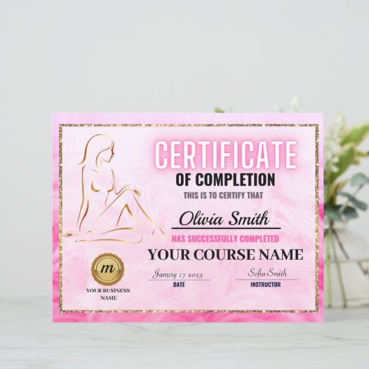 Certificate of Completion Template, Body Sculpting (スタンド正面)