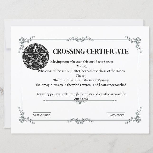 Certificate of Crossing the Veil  (正面)