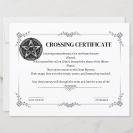 Certificate of Crossing the Veil 