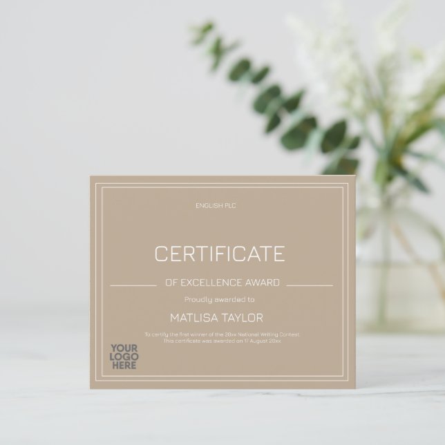 Certificate of Excellence Award Taupe Add Logo  (スタンド正面)