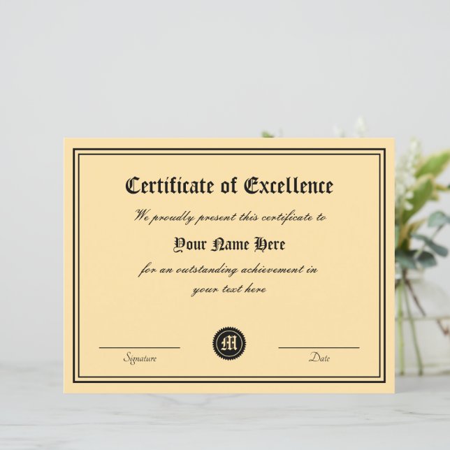 Certificate of excellence greatness award template (スタンド正面)