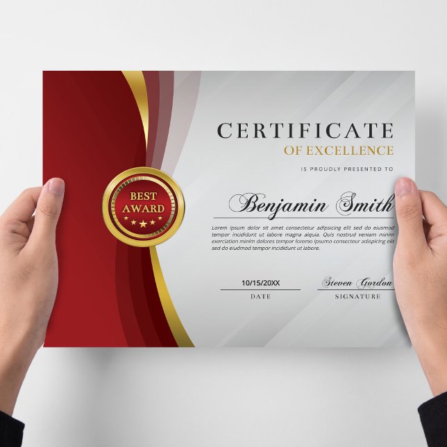 Certificate of Excellence Red & Gold Award (クリエイターアップロード済み)