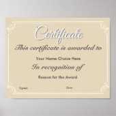 Certificate or Award ポスター (正面)