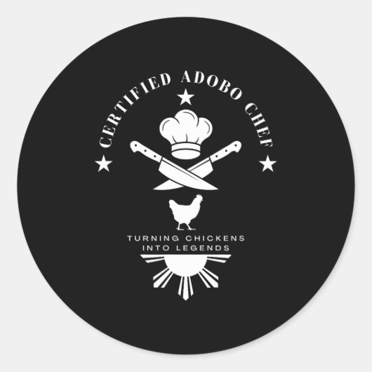 Certified Adobo Chef New Filino Graphics Statement ラウンドシール (正面)