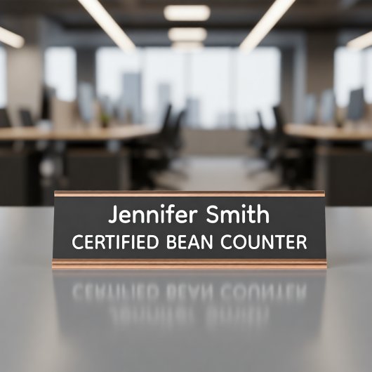 Certified Bean Counter Personalized Name Plate デスクネームプレート