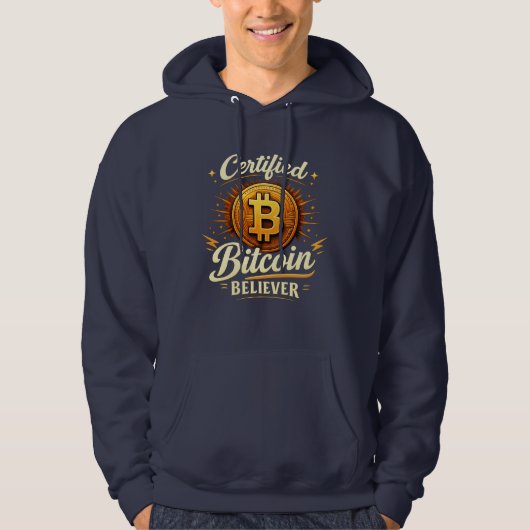 Certified Bitcoin Believer Funny Crypto Hoodie パーカ (正面)