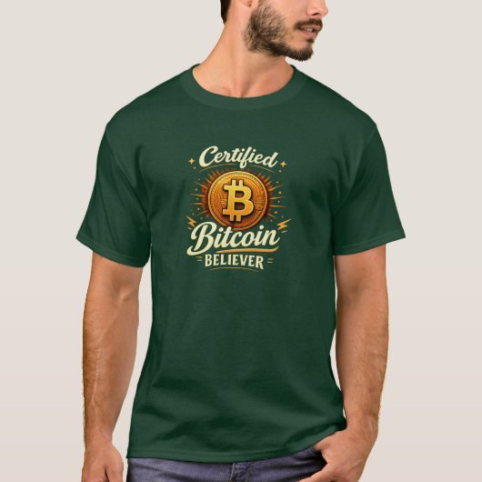 Certified Bitcoin Believer Funny Crypto T-Shirt Tシャツ (正面)