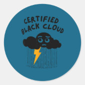 Certified Black Cloud Funny Design  ラウンドシール (正面)