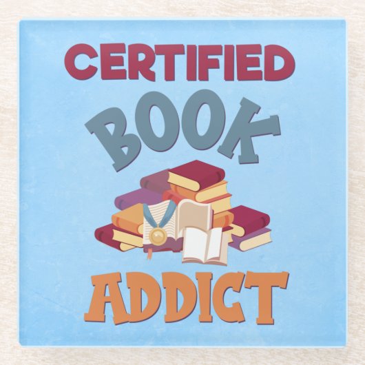 Certified Book Addict ガラスコースター (正面)