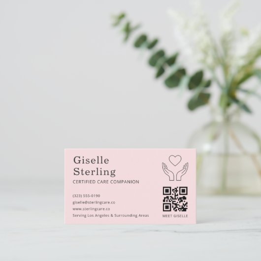 Certified Caregiver Home Help QR Code Companion 名刺 (スタンド正面)