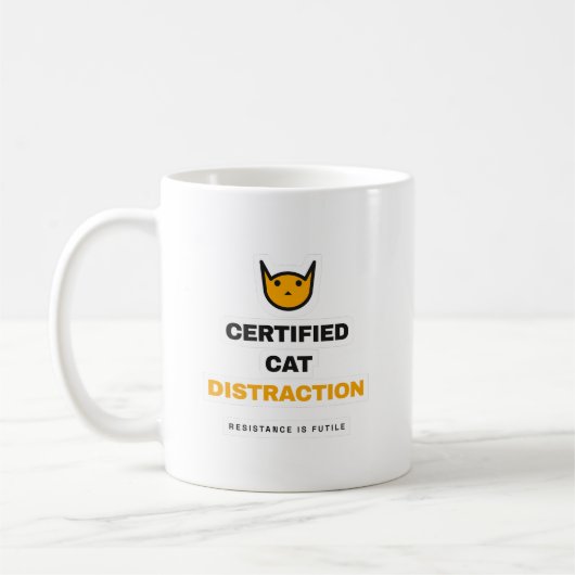 Certified Cat Distraction Funny Cat Mug コーヒーマグカップ (左)