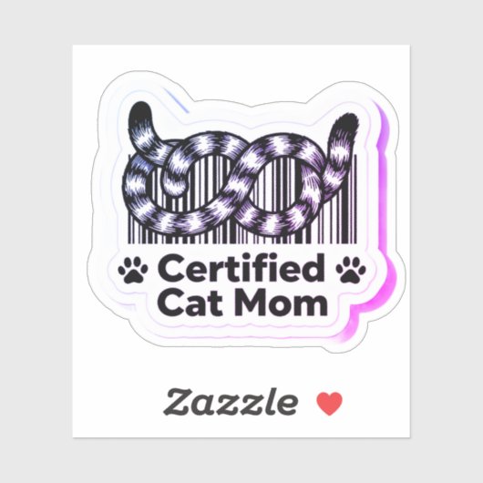 Certified Cat Mom – Minimal Barcode Tails Sticker シール (シート)