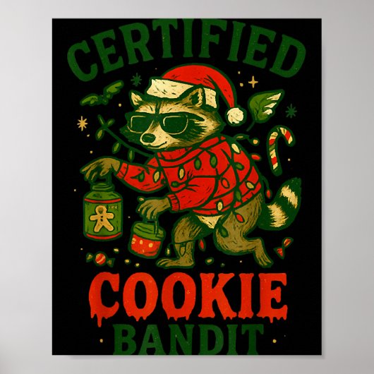 Certified Cookie Bandit, Funny Christmas Lights Ra ポスター (正面)