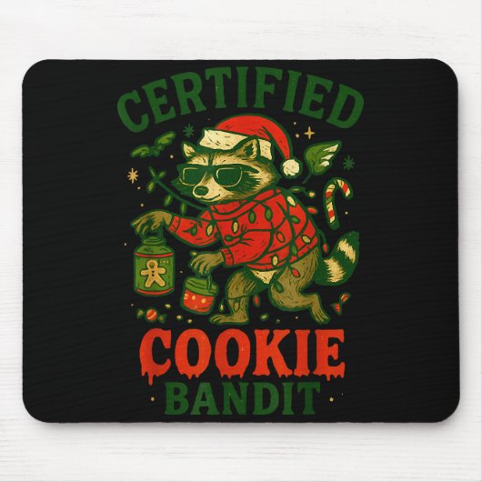 Certified Cookie Bandit, Funny Christmas Lights Ra マウスパッド (正面)