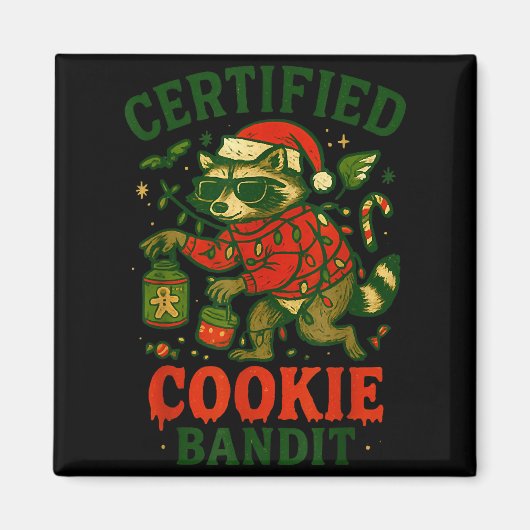 Certified Cookie Bandit, Funny Christmas Lights Ra マグネット (正面)