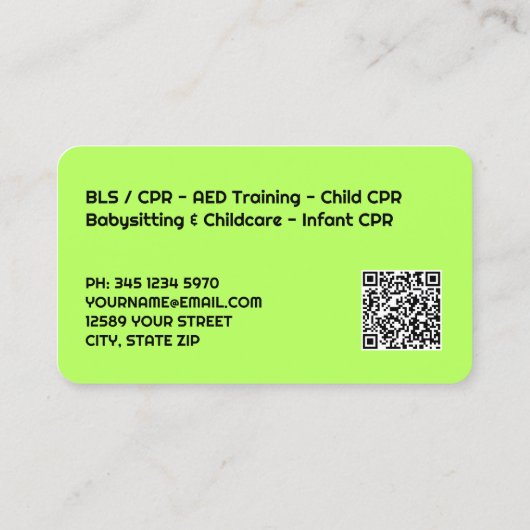 Certified CPR Instructor Custom QR 名刺 (裏面)