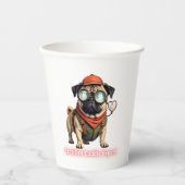 Certified Cuddle Expert Paper Cup – Cute Pug Party 紙コップ (正面)