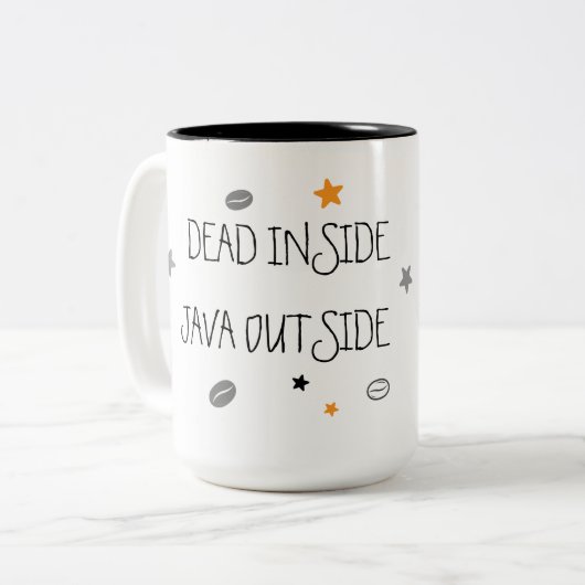 Certified Dead Inside – Funny Coffee Skull ツートーンマグカップ (正面左)