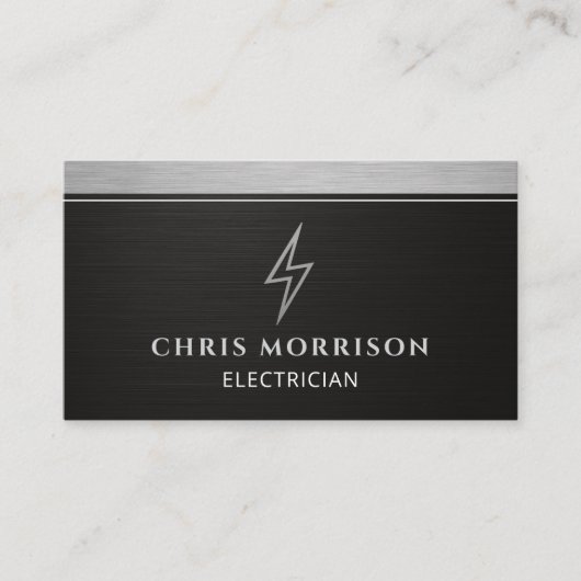 Certified Electrician Metallic Silver Black 名刺 (正面)