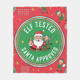 Certified Elf Tested Santa Approved Vintage X-mas フリースブランケット