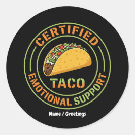 Certified Emotional Support Taco Funny Foodie  ラウンドシール