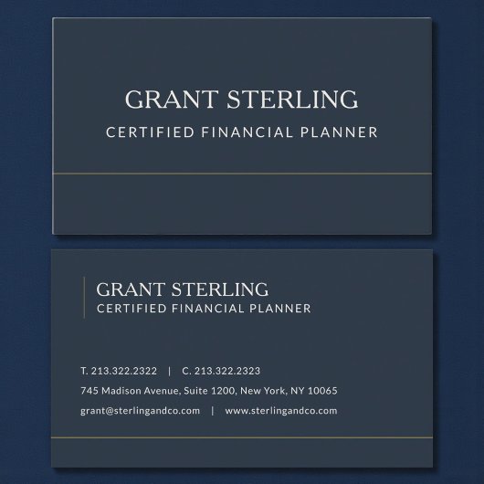Certified Financial Planner Navy Blue Professional 名刺