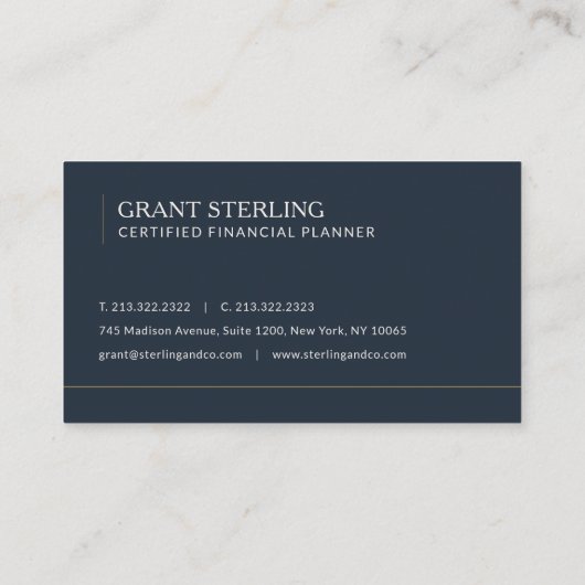 Certified Financial Planner Navy Blue Professional 名刺 (裏面)