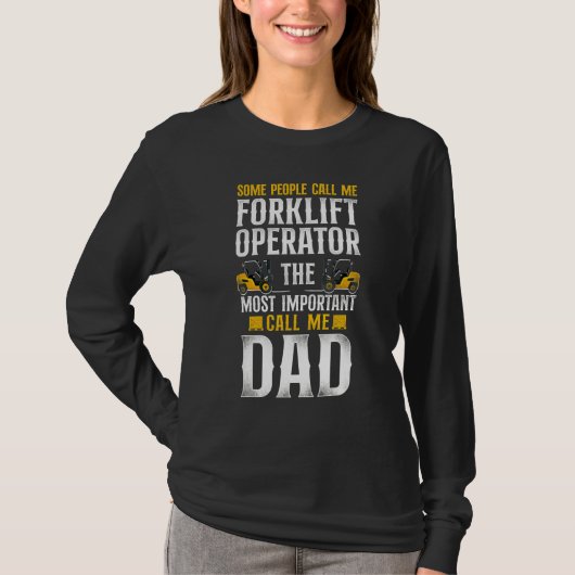 Certified Forklift Truck Operator Dad Father Vinta Tシャツ (正面)