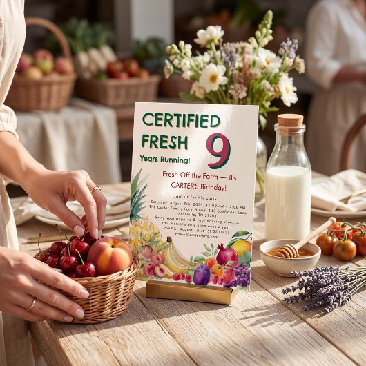 Certified Fresh Fruit Farm 9歳の誕生日 招待状