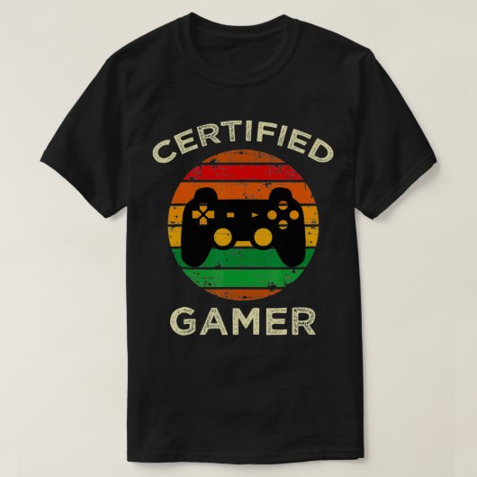 Certified Gamer Retro Funny Video Games Gaming Gif Tシャツ (デザイン正面)