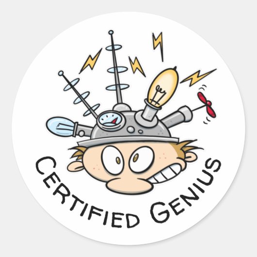 Certified Geniusの考えるCap Cartoonおもしろい ラウンドシール (正面)