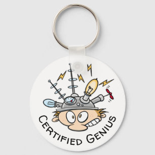 Certified Genius考えるのCap おもしろい Cartoon キーホルダー
