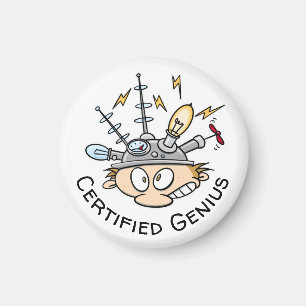 Certified Genius考えるのCap おもしろい Cartoon マグネット