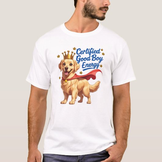 Certified Good Boy - Dog Lover Cartoonデザイン Tシャツ (正面)