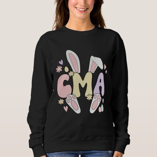 Certified Medical Assistant Easter Bunny CMA Easte スウェットシャツ (正面)