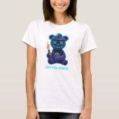 Certified Menace Bear – Neon Cyberpunk Teddy Art Tシャツ (正面)