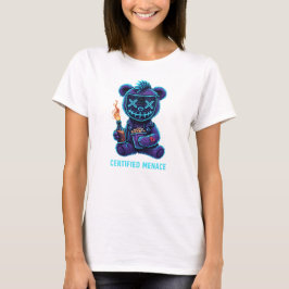 Certified Menace Bear – Neon Cyberpunk Teddy Art Tシャツ