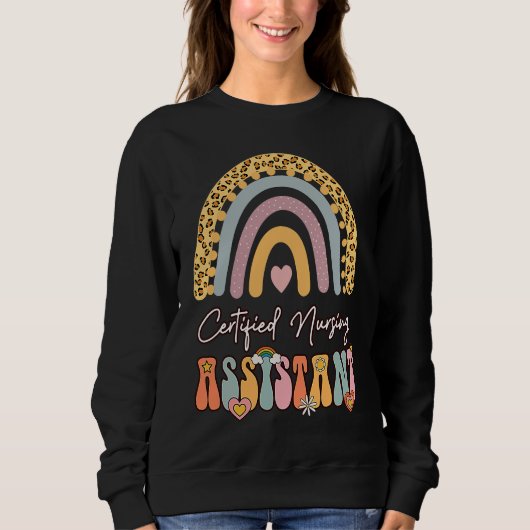 Certified Nursing Assistant CNA Groovy Retro Rainb スウェットシャツ (正面)
