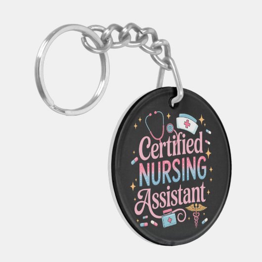 Certified Nursing Assistant Double Sided Keychain キーホルダー (正面左)