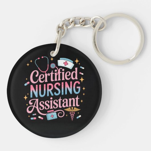 Certified Nursing Assistant Double Sided Keychain キーホルダー (裏面)