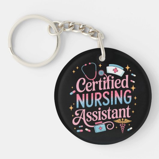 Certified Nursing Assistant Double Sided Keychain キーホルダー (正面)