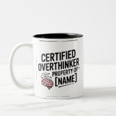 Certified Overthinker Funny Gift Mug ツートーンマグカップ (左)