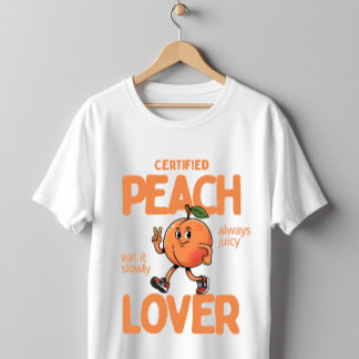 Certified Peach Lover Cute Funny Fruit Design Tシャツ