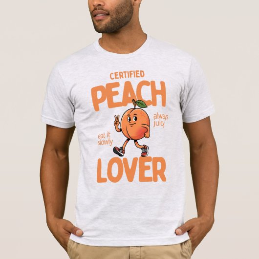 Certified Peach Lover Cute Funny Fruit Design Tシャツ (正面)