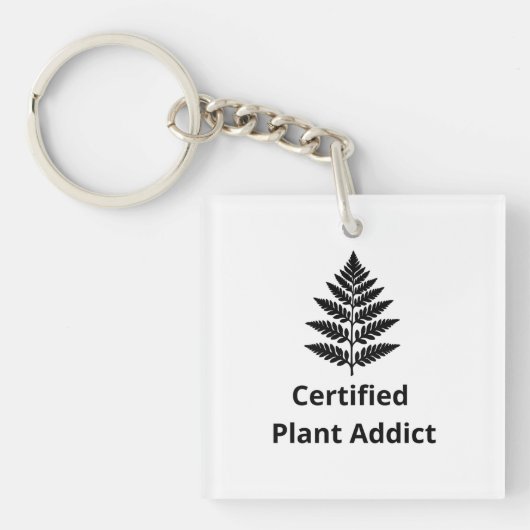 Certified Plant Addict Logo with Black Fern Silhou キーホルダー (正面)