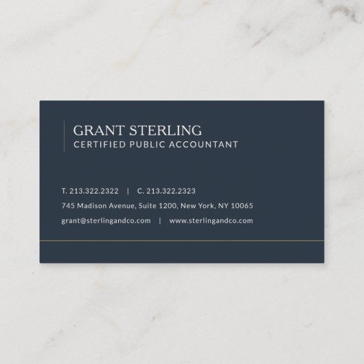 Certified Public Accountant Navy Blue Professional 名刺 (裏面)