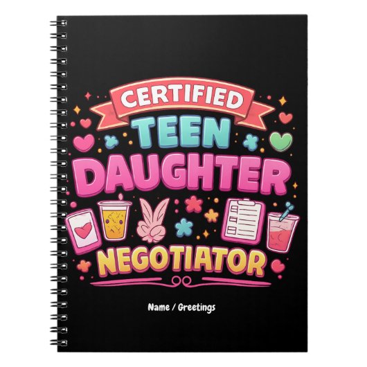 Certified Teen Daughter Negotiator Funny Parenting ノートブック (正面)