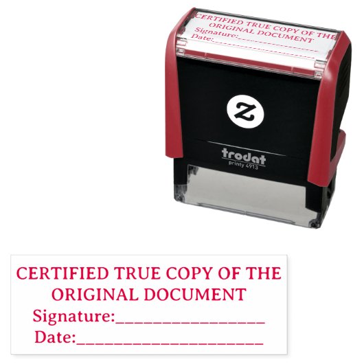 Certified True Copy Signature & Date セルフインキングスタンプ (インサイチュ)