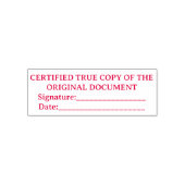 Certified True Copy Signature & Date セルフインキングスタンプ (デザイン)