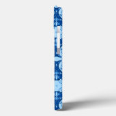 Ceruleanとライトブルーの幾何学的なフラワーパターン Case-Mate iPhoneケース (裏面 / 左)